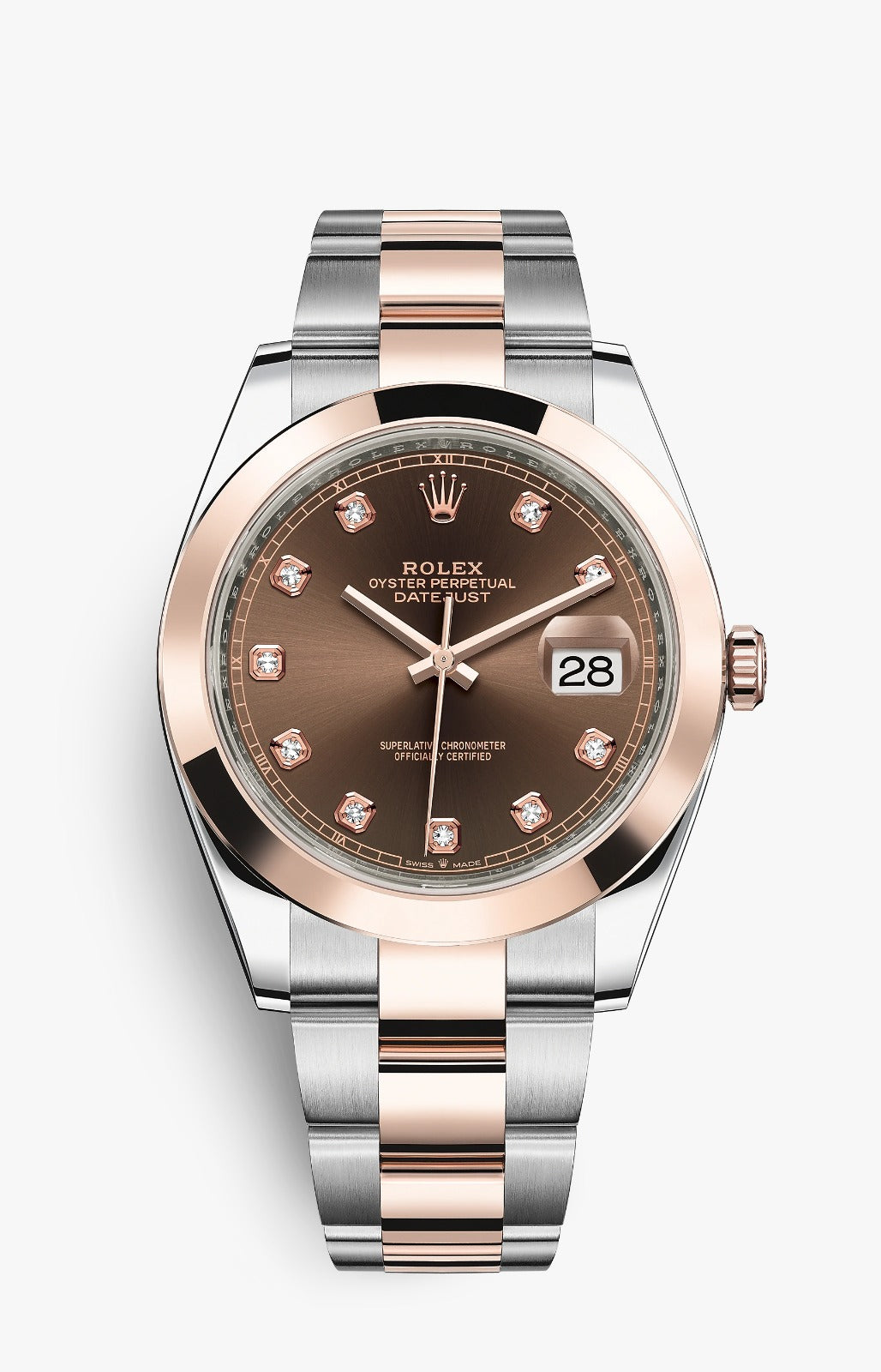 Rolex Datejust Stainless Steel & Solid 18k Everose Gold Chocolate Brown Dial Set with Diamonds126301