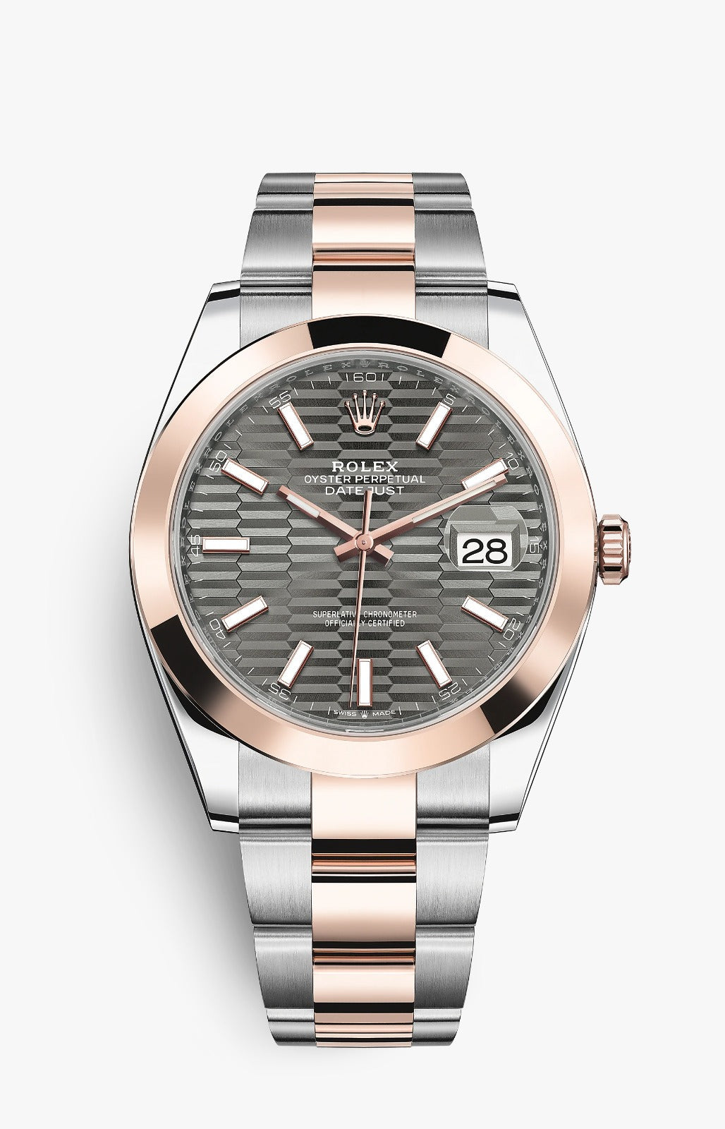 Rolex Datejust 41MM Stainless Steel & Solid 18k Everose Slate Fluted Motif Dial 126301