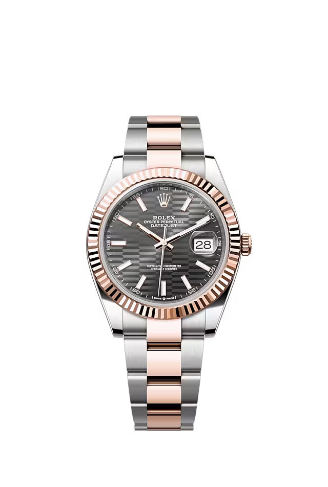 Rolex Datejust 41MM Stainless Steel & Solid 18k Everose Slate Fluted Motif Dial 126331