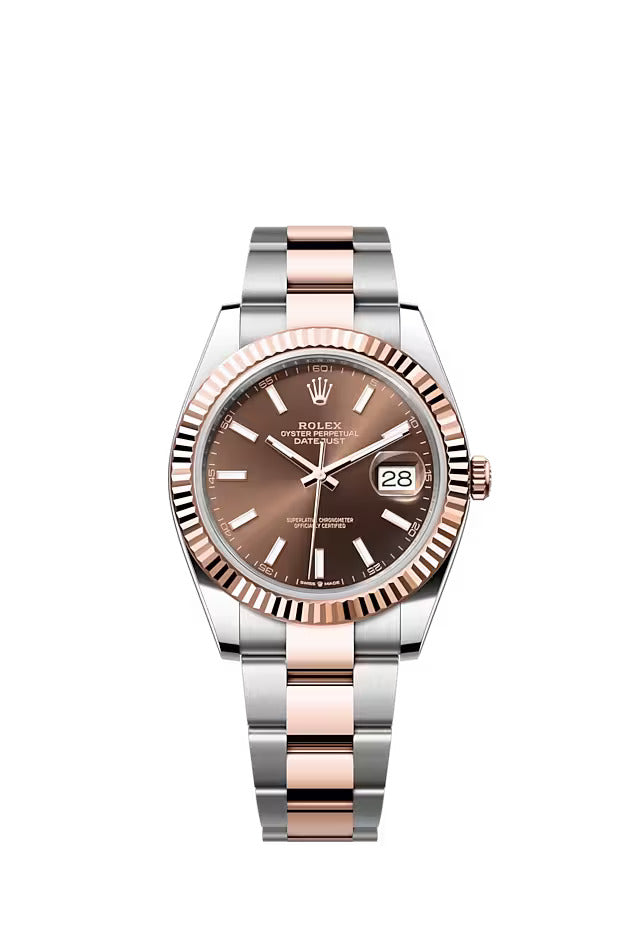 Rolex Datejust 41MM Stainless Steel & Solid 18k Everose Slate Chocolate Brown Dial 126331