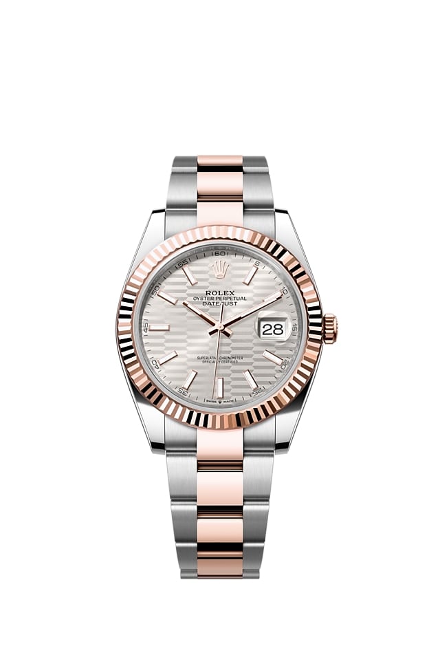 Rolex Datejust 41MM Stainless Steel & Solid 18k Everose Gold Silver Fluted Motif Dial 126331