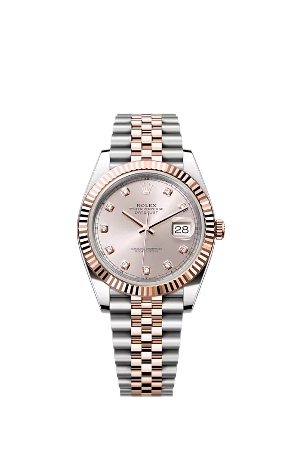 Rolex Datejust 41MM Stainless Steel & Solid 18k Everose Gold Sundust Dial Set with Diamonds 126331