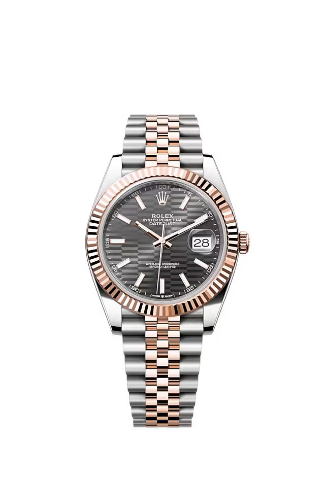 Rolex Datejust 41MM Stainless Steel & Solid 18k Everose Gold Slate Fluted Motif Dial 126331