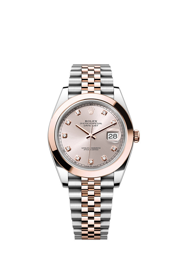 Rolex Datejust 41MM Stainless Steel & Solid 18k Everose Gold Sundust Dial Set with Diamonds 126301