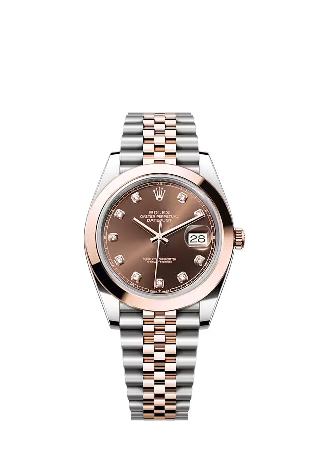 Rolex Datejust 41MM Stainless Steel & Solid 18k Everose Gold Chocolate Brown Dial With Diamonds 126301