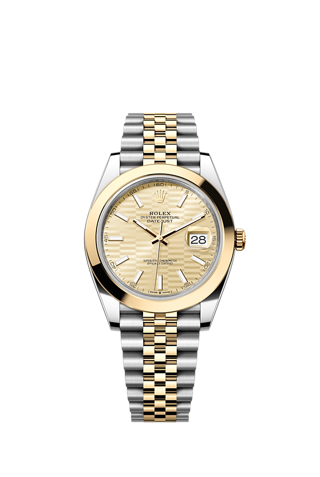 Rolex Datejust 41MM Stainless Steel & Solid 18k Everose Gold Golden Fluted Motif Dial 126303