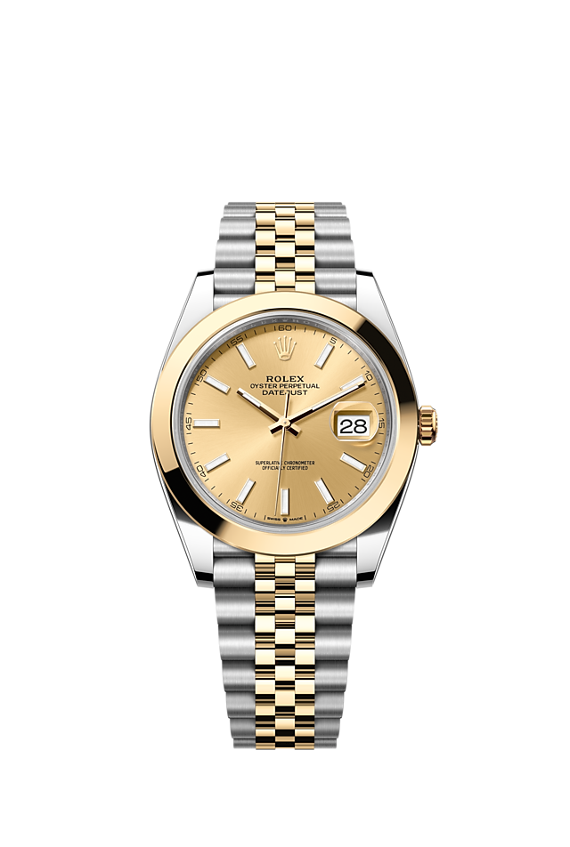 Rolex Datejust 41MM Stainless Steel & Solid 18k Everose Gold Golden Champagne Colour Dial 126303