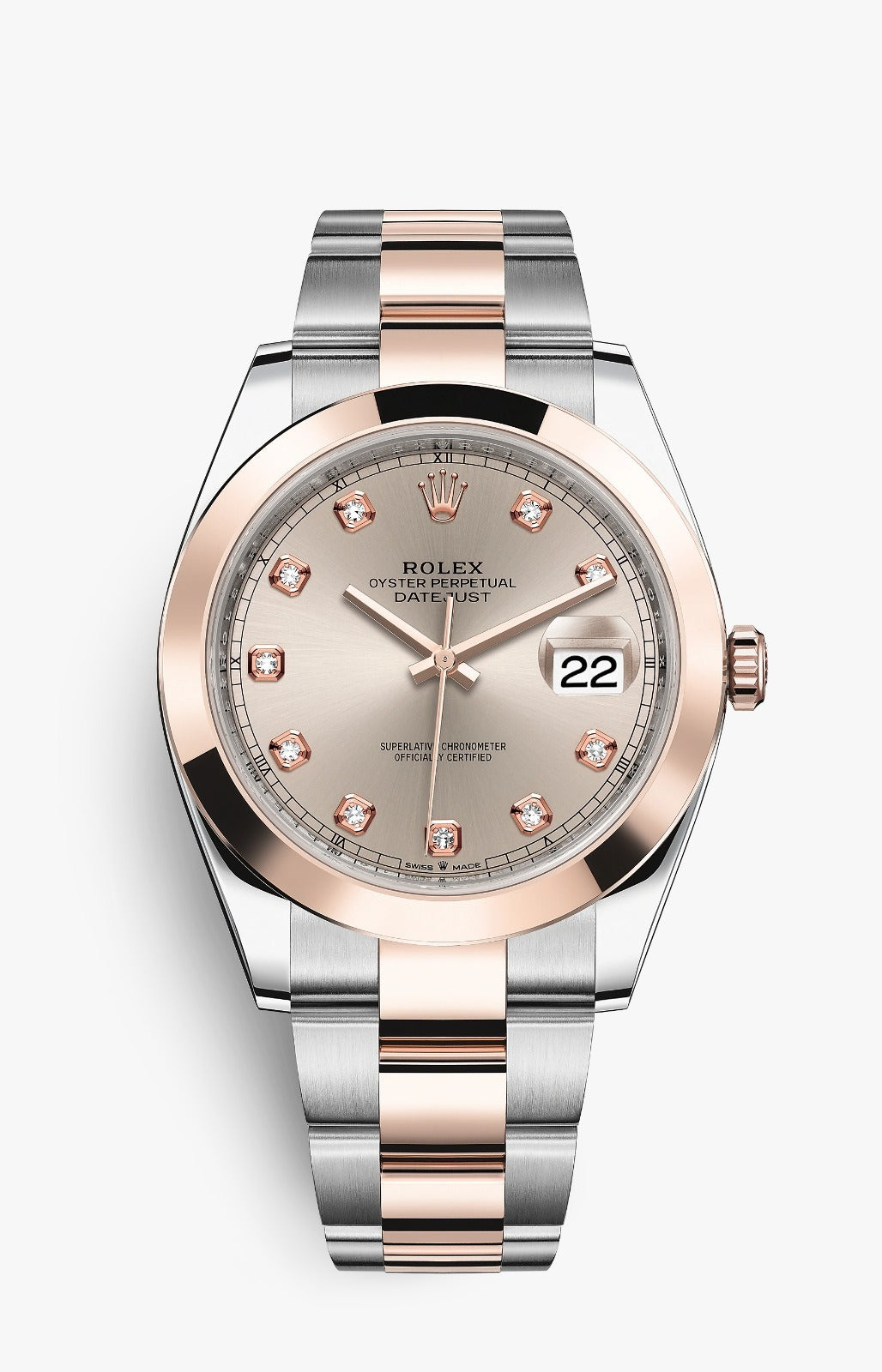 Rolex Datejust Stainless Steel & Solid 18k Everose Gold Sundust Dial Set with Diamonds 126301