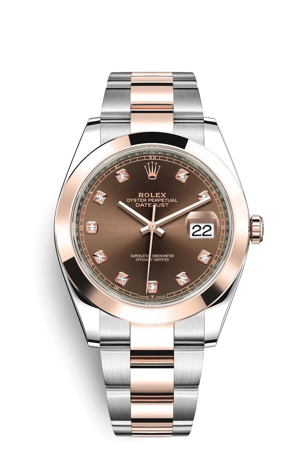 Rolex Men's Datejust 41mm Stainless Steel and 18K Chocolate Brown Dial Set with Diamonds Watch 126301