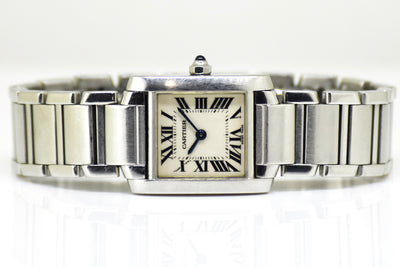 Cartier Tank Francaise Stainless Steel 2384 Quartz White Dial 20mm