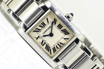 Cartier Tank Francaise Stainless Steel 2384 Quartz White Dial 20mm