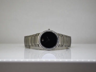 Movado Kardelo Men's Watch 0605478 Stainless Steel With Genuine Diamonds