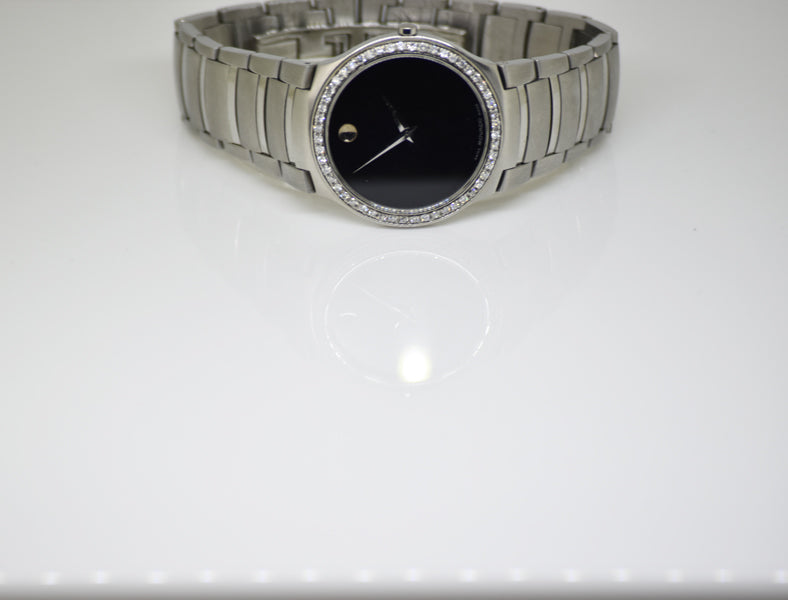 Movado Kardelo Men's Watch 0605478 Stainless Steel With Genuine Diamonds