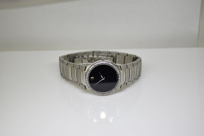 Movado Kardelo Men's Watch 0605478 Stainless Steel With Genuine Diamonds