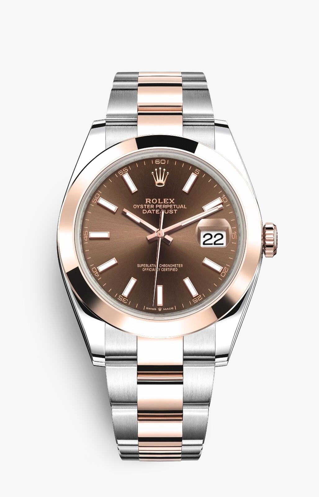 Rolex Men's Datejust 41mm Stainless Steel and 18kt Everose Gold Oyster Chocolate Brown Dial Watch 126301