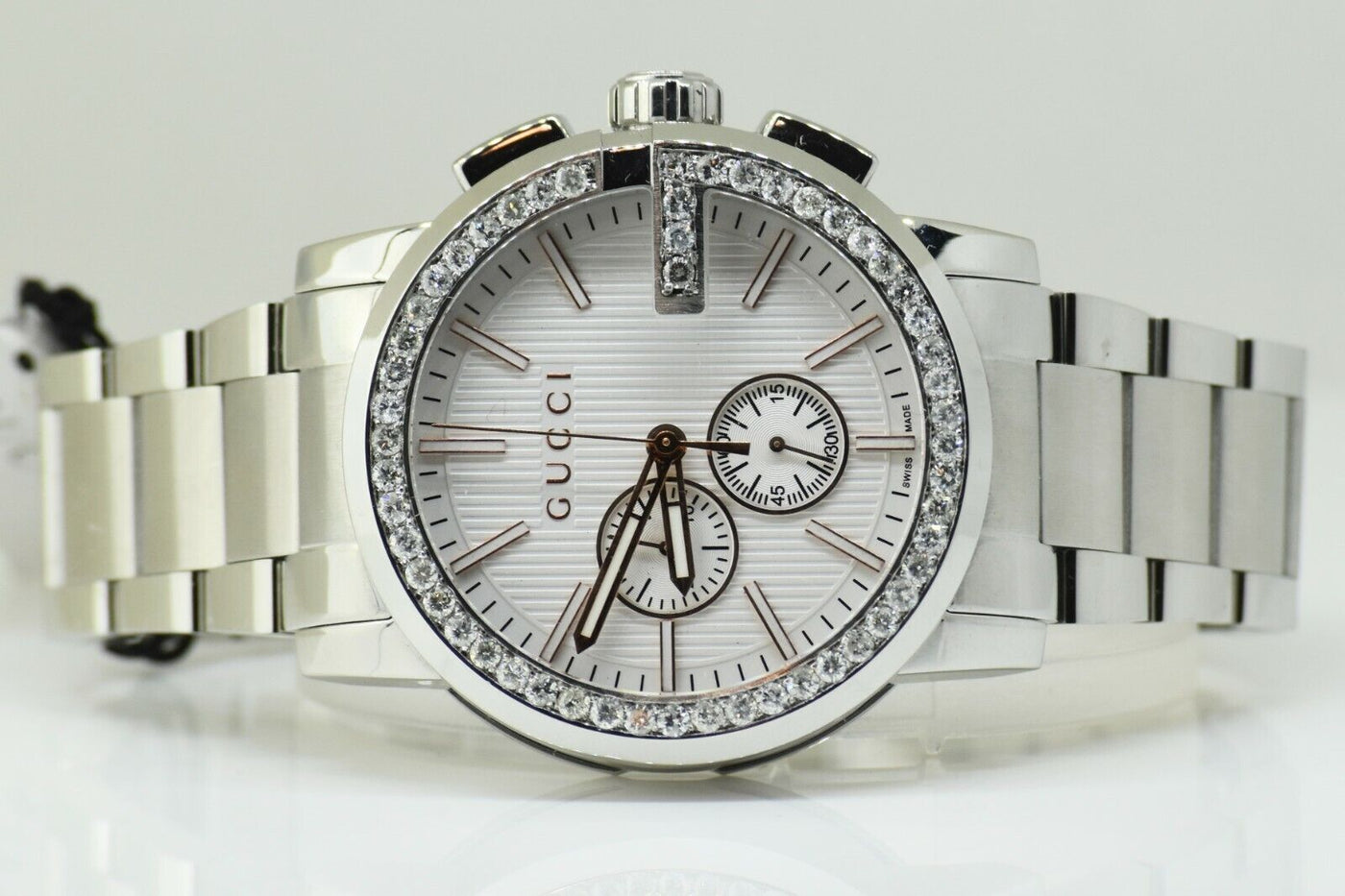 Gucci Chrono Custom Genuine Diamonds Watch YA101201