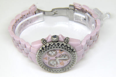 Techno JPM Ladies Pink Ceramic CSX Chronograph Diamond Quartz Watch