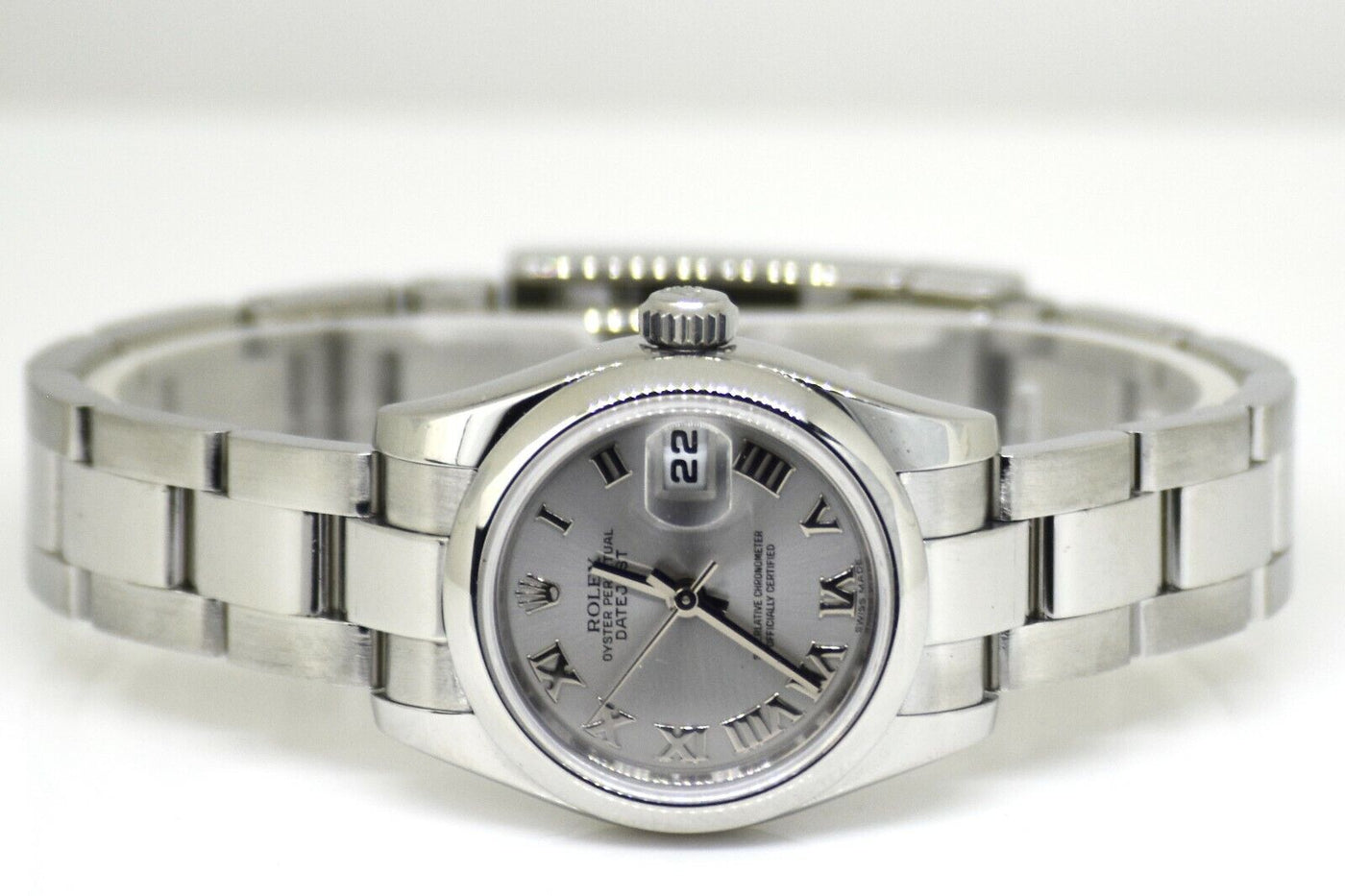 Rolex Ladies Datejust 26mm Stainless Steel Rhodium Roman Dial 179160