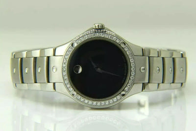 Movado SE Black Dial with Factory Diamond Bezel Ladies Watch - 0605873