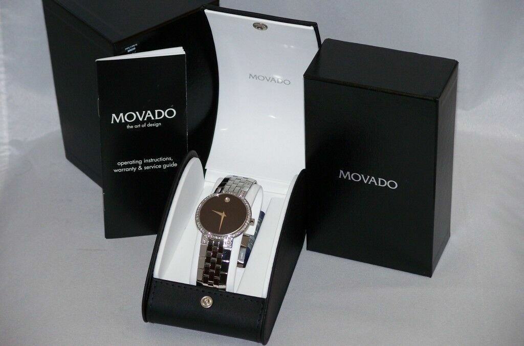 Movado Faceto Black Men’s Custom Diamond Watch - 0605040 Aprx (0.80CT)