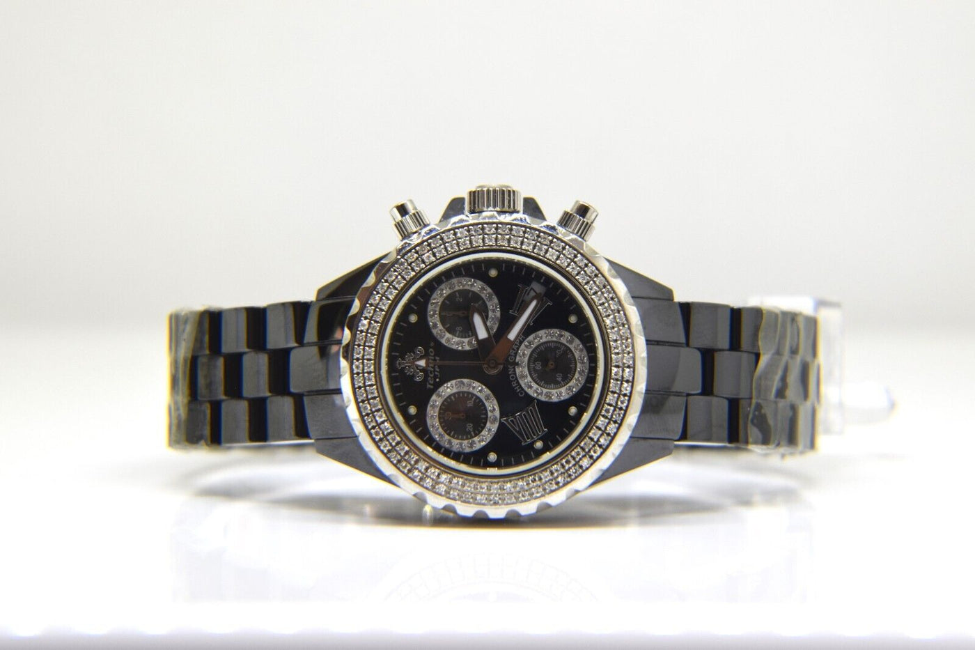 Techno JPM Ladies Black Ceramic CSX Chronograph Diamond Quartz Watch