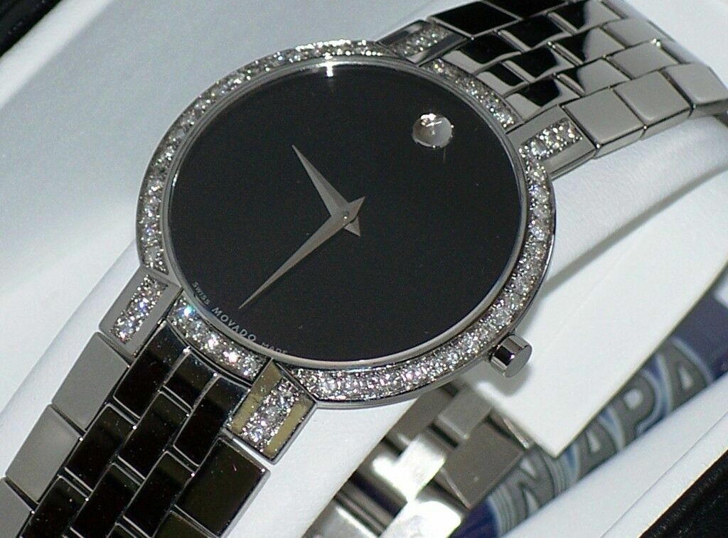 Movado Faceto Black Men’s Custom Diamond Watch - 0605040 Aprx (0.80CT)