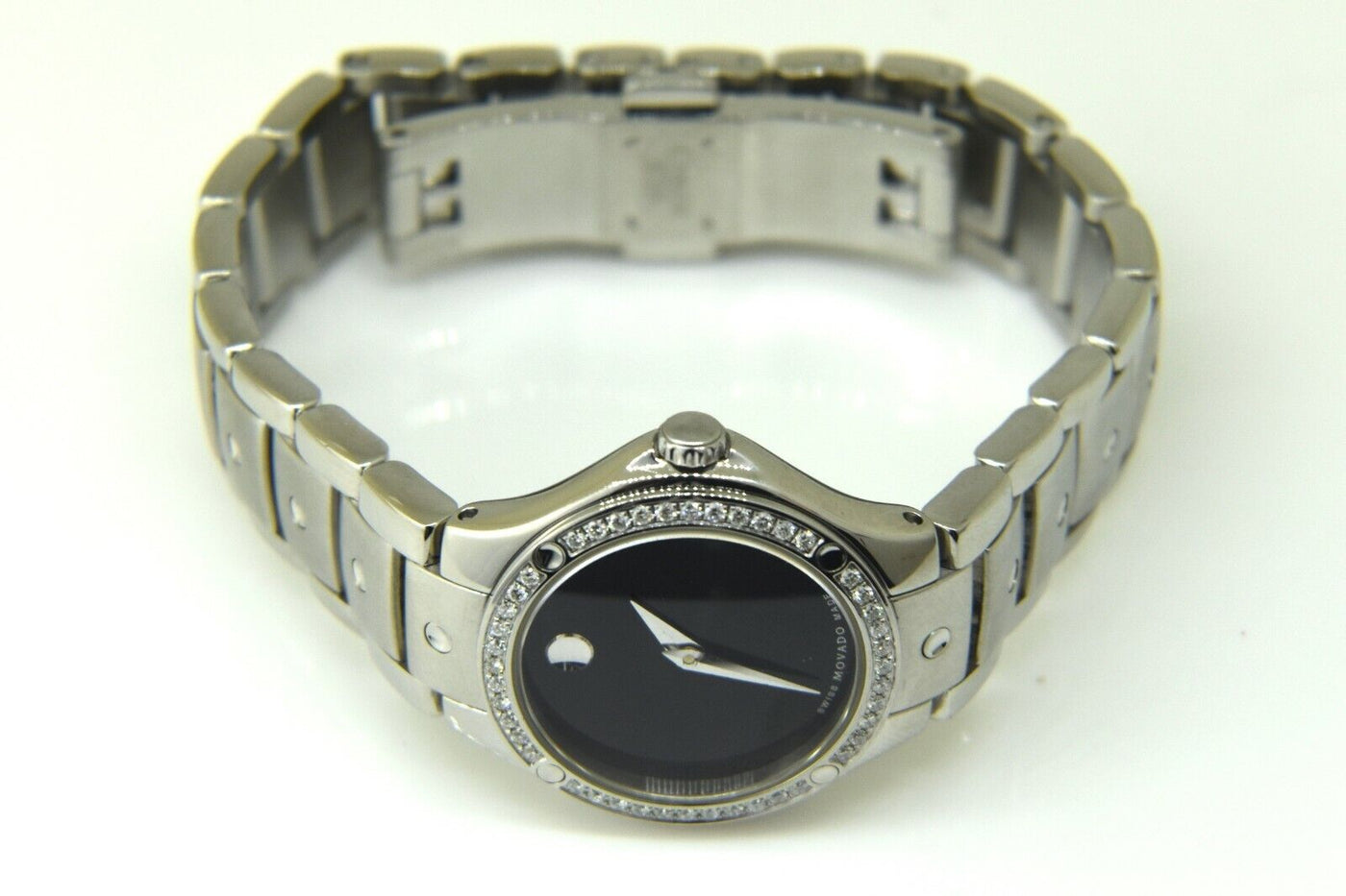 Movado SE Black Dial with Factory Diamond Bezel Ladies Watch - 0605873