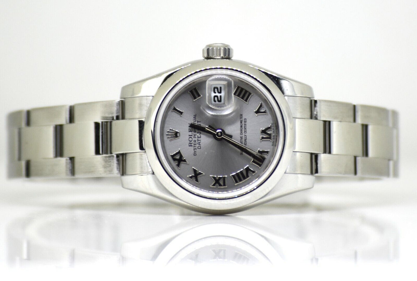 Rolex Ladies Datejust 26mm Stainless Steel Rhodium Roman Dial 179160