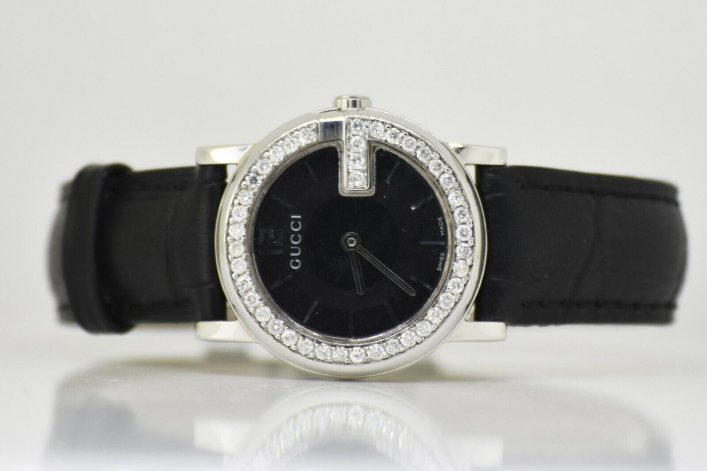 Gucci 101L Black Watch Genuine Custom Set Diamond