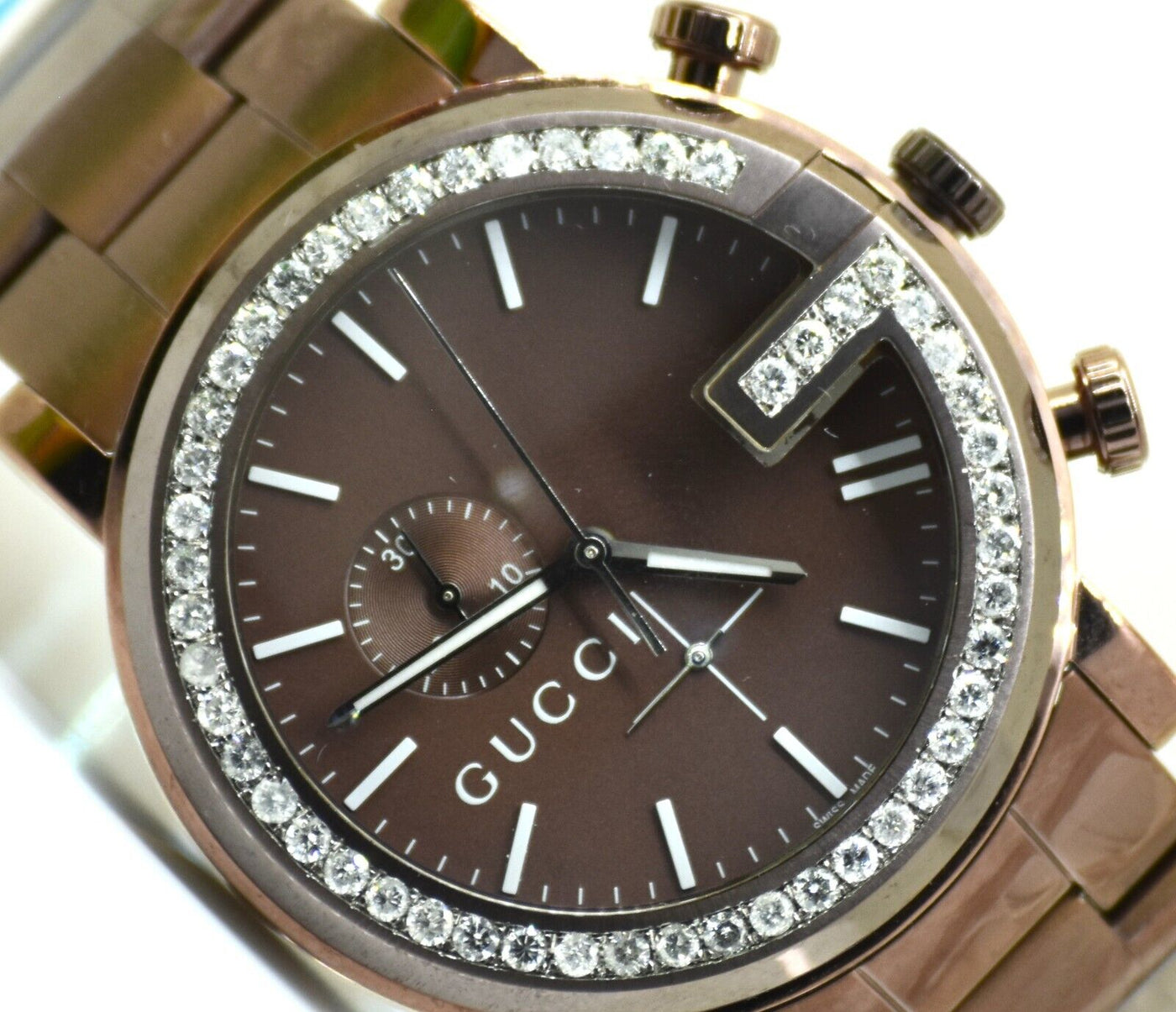 Gucci Chrono Custom Set Real Diamond Watch YA101341