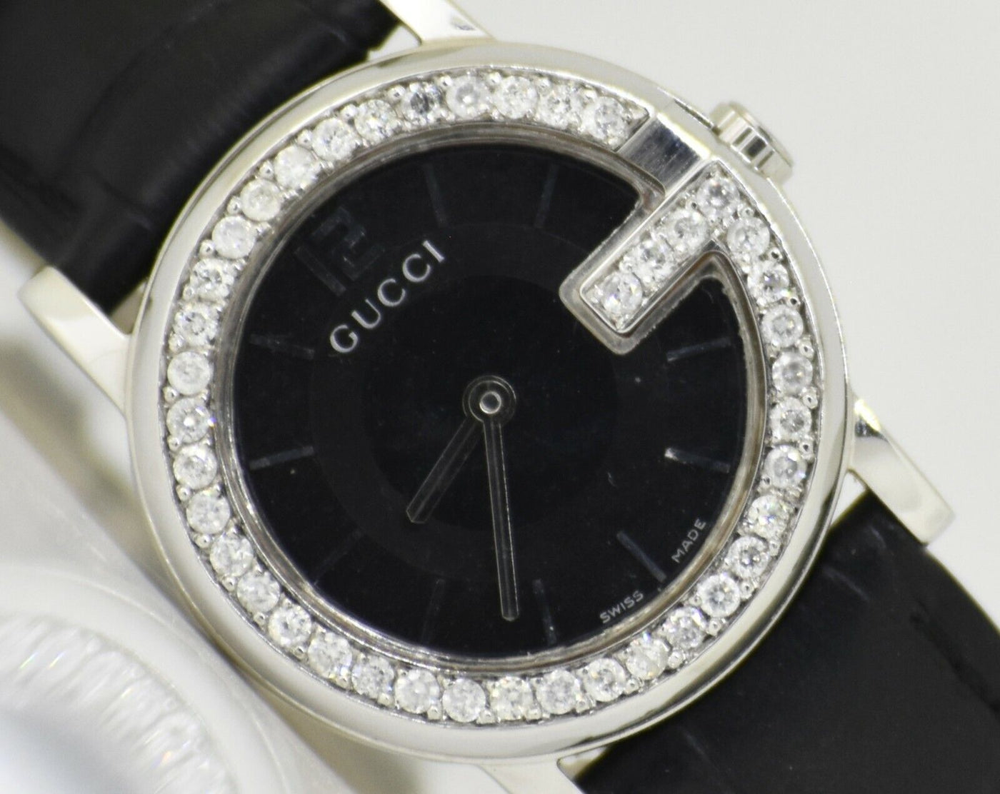 Gucci 101L Black Watch Genuine Custom Set Diamond