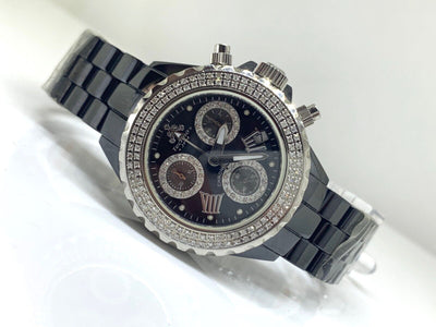 Techno JPM Ladies Black Ceramic CSX Chronograph Diamond Quartz Watch