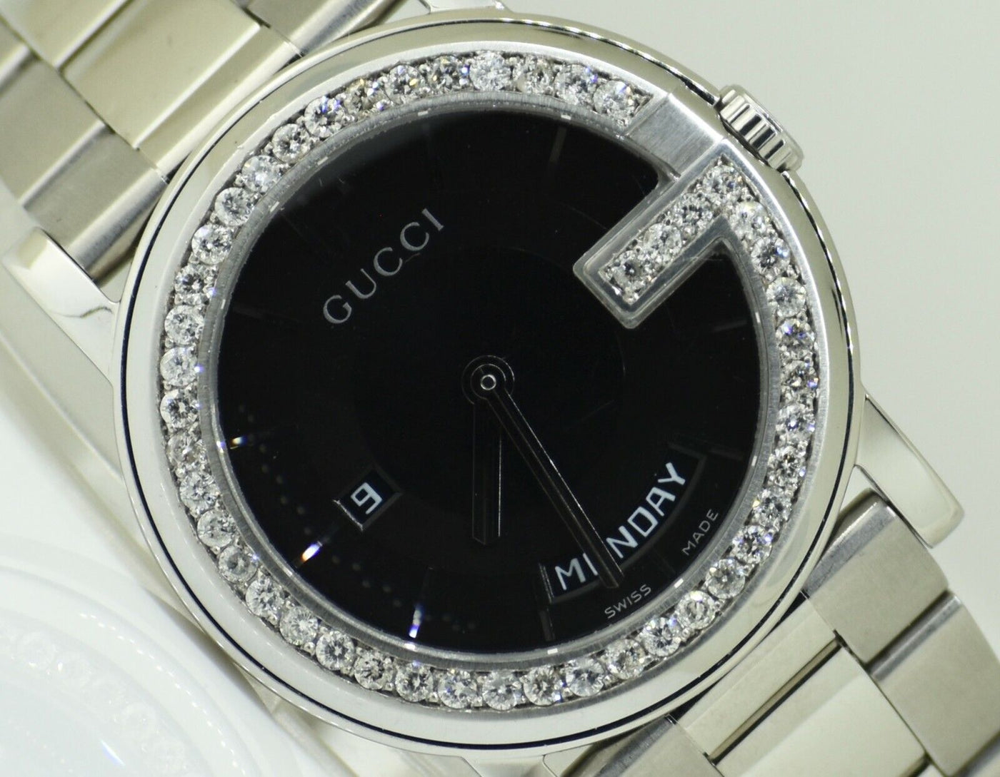 Gucci YA101305 Black Watch Genuine Custom Set Diamond