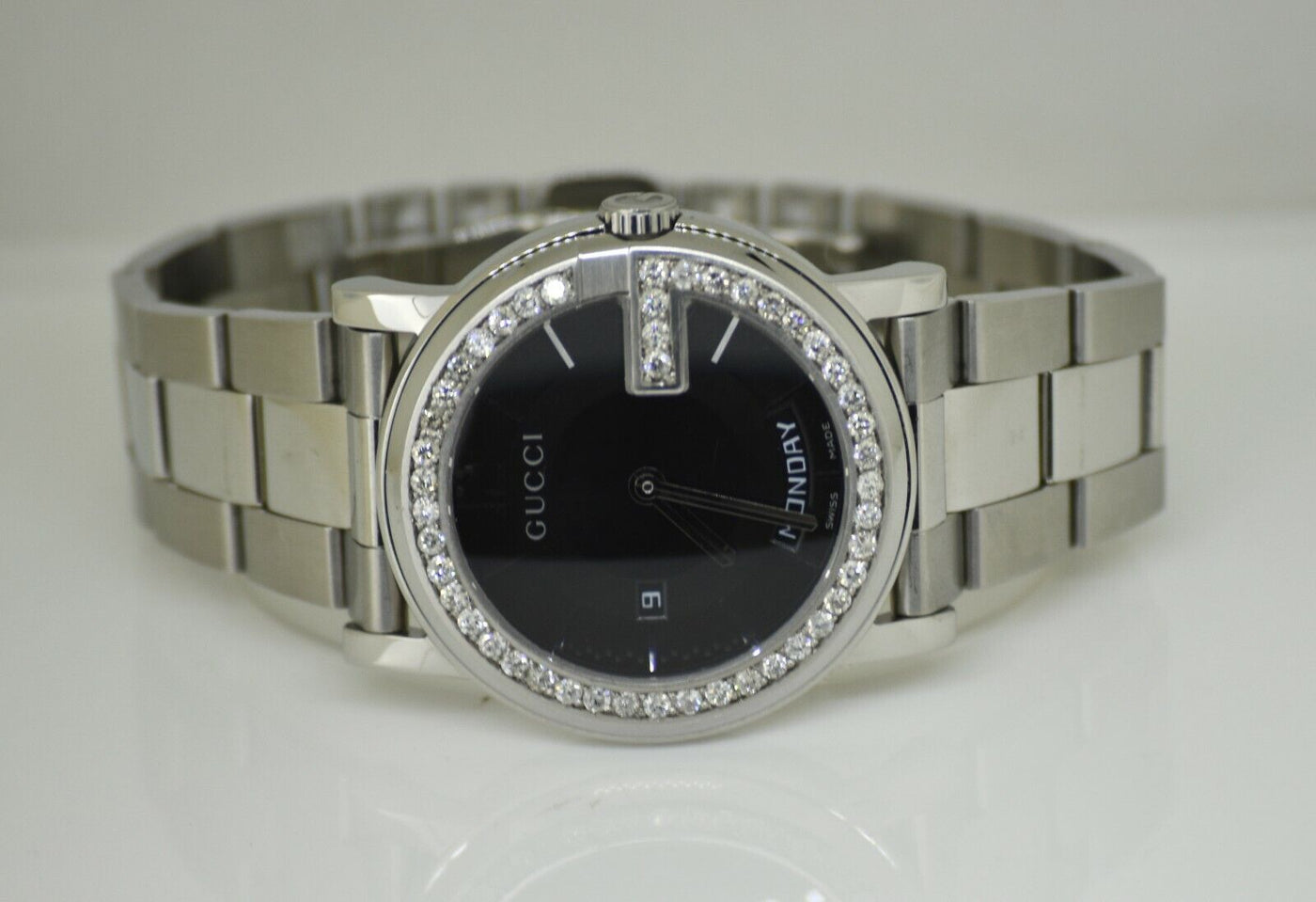 Gucci YA101305 Black Watch Genuine Custom Set Diamond